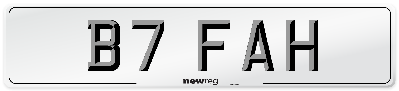 B7 FAH Number Plate from New Reg